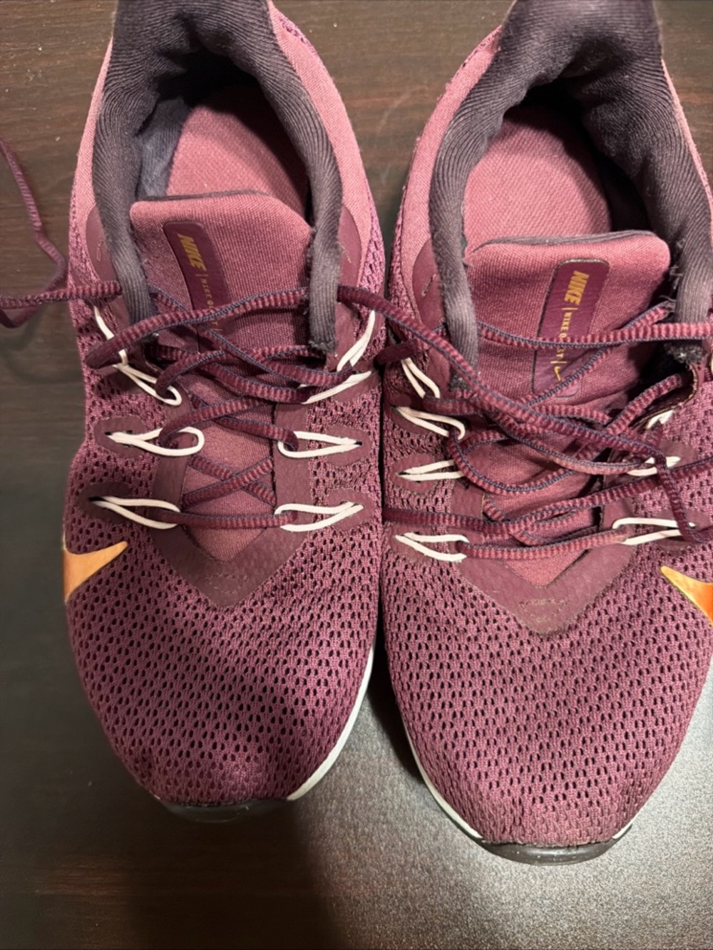 Nike Women’s Maroon Athletic Sneakers with Orange Swoosh
